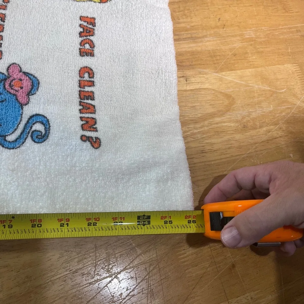 Marimekko Hand Towel Kids White Vtg 1970s Animal Hygiene Graphic